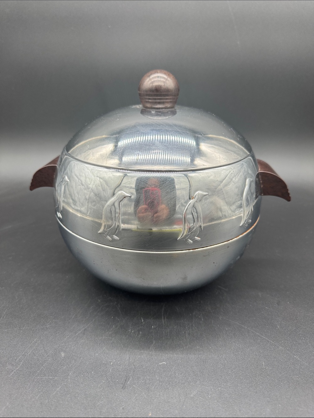 WEST BEND Penguin Hot Cold Chrome Ice Bucket Server Vintage
